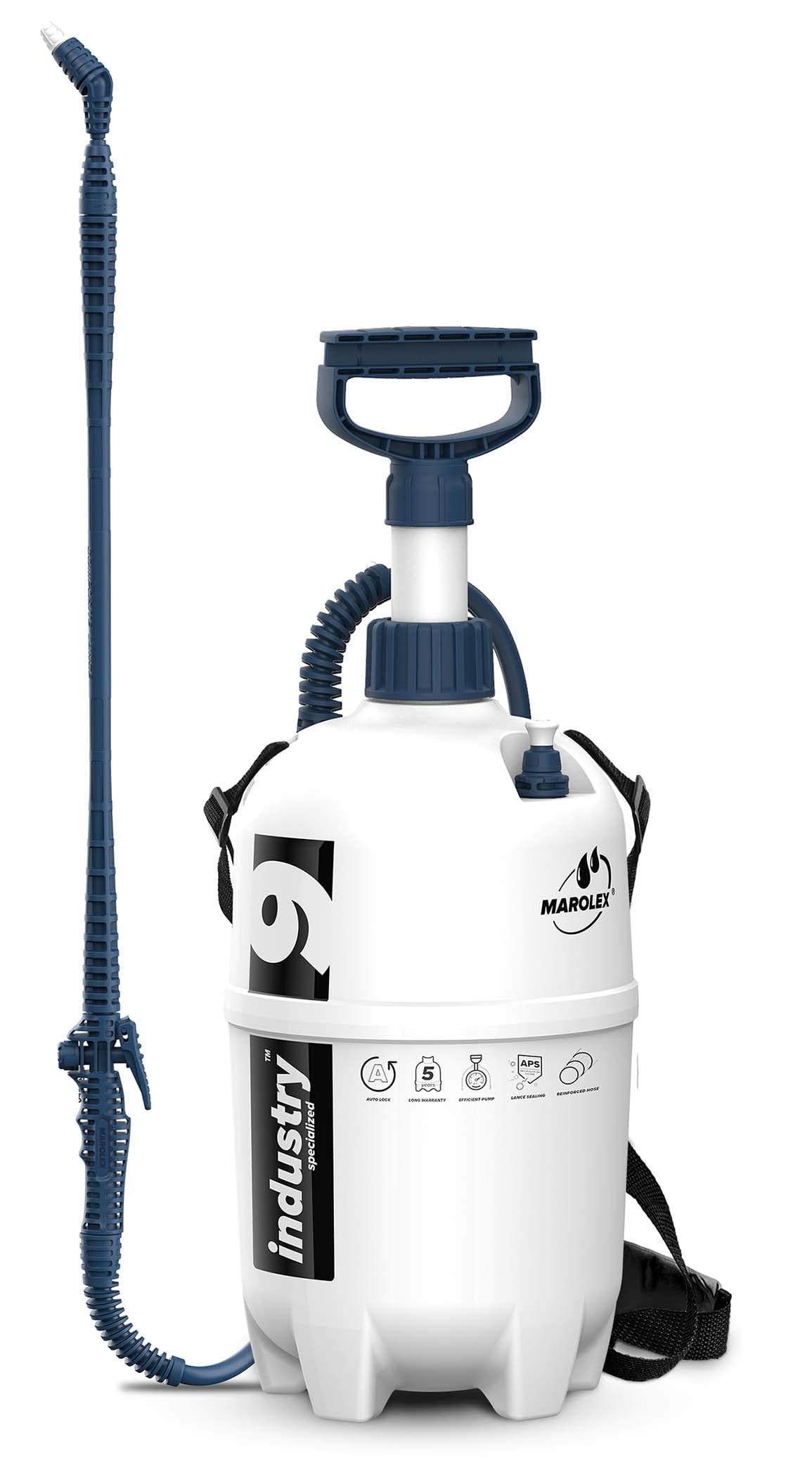 Marolex, Pulverizador de Mano a presión Industry Alka 9 - Sello EPDM con Lanza telescópica de Acero Compuesto 65-115 cm