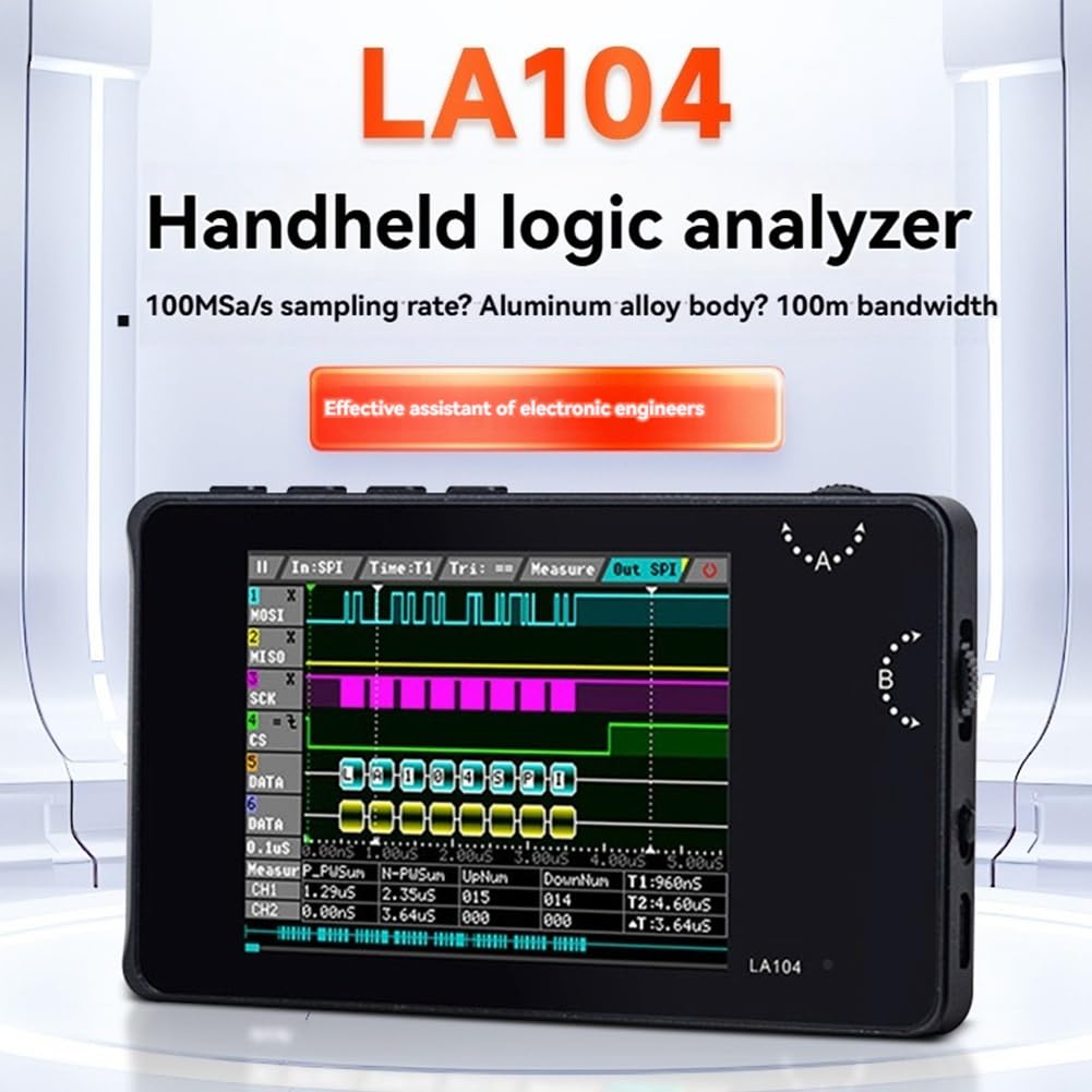 Digitaler Logikanalysator LA104, 4-K-Oszilloskop, SPI IIC, UART, programmierbar, maximale Abtastrate von 100 m, Sa/S