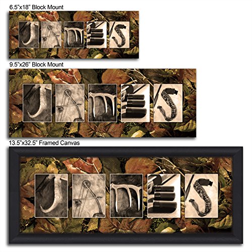 Personalized Hunting Name Art - Lodge, Hunter, Cabin, Man Cave, Decor. (Framed Canvas - 13.5X32.5) #TOP2