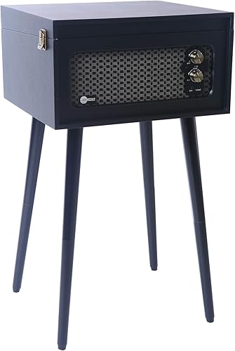 Miniatura 3 de Arkrocket Discovery II tocadiscos Bluetooth de 3 velocidades con consola retro con altavoces integrados y patas extraíbles (negro)