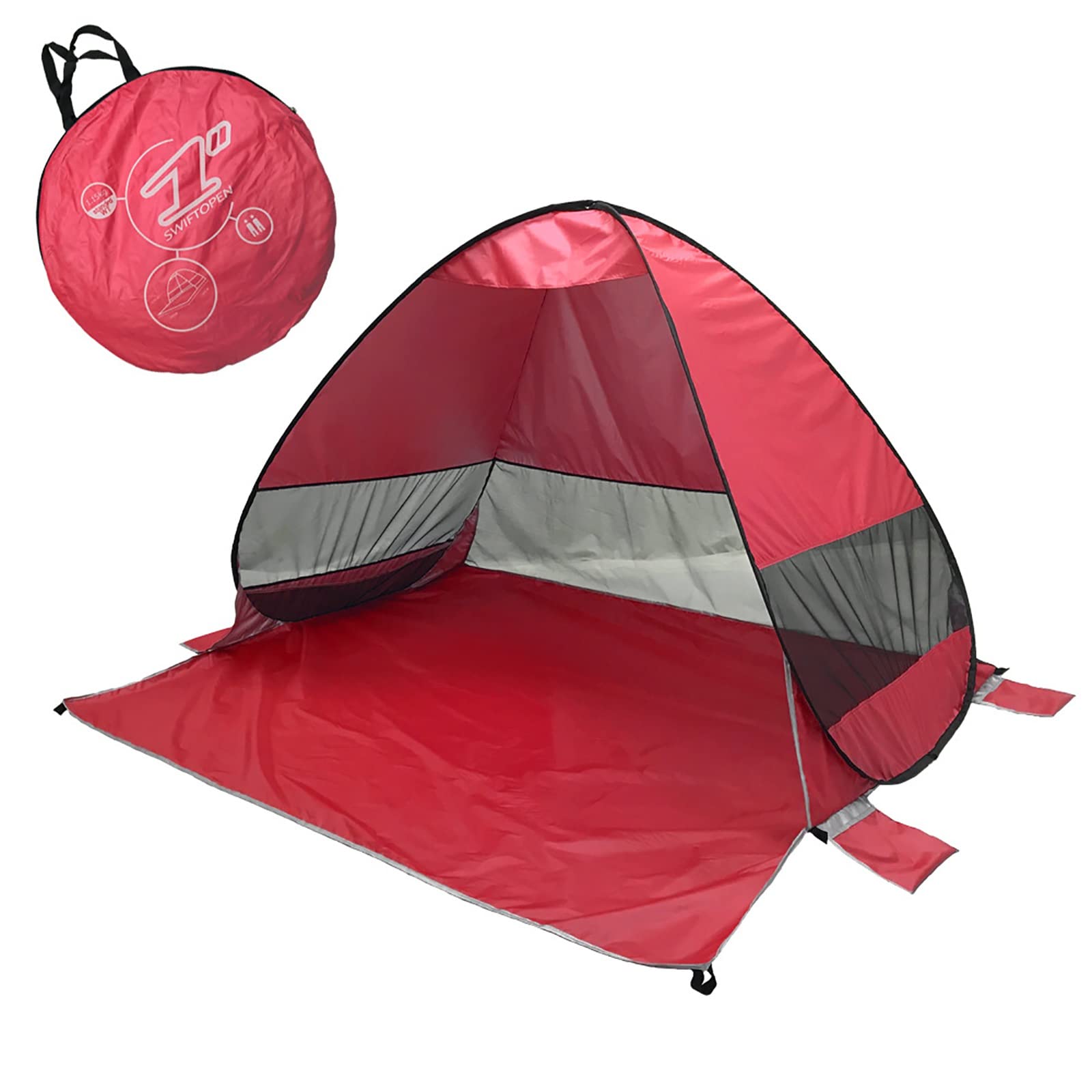 Tienda de Playa para Bebé niño Pop-up Automático de Campaña Viaje Plegable y Portátil con Protección Sol Anti SPF50+ con Bolsa de Almacenamiento (Color : Red)