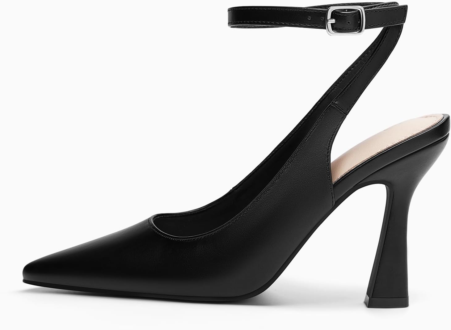Coutgo Womens Closed Toe High Heels Slingback Pointed Toe Pumps Ankle Strap Dress Shoes - Image 4