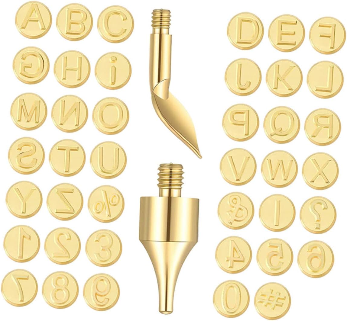 VILLCASE 1set Wood Burning Kit Letter Number Symbol Tips Pyrography Tool for Engraving Crafts - Design for Creative Projects