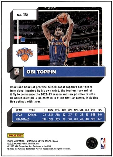 Miniatura 2 de OBI TOPPIN 2022-23 Donruss Optic #15 NM+-MT+ NBA Basketball Knicks