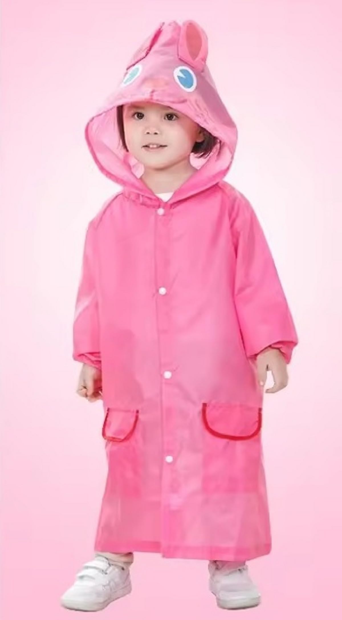 Zacharias Girl's Kids PVC Waterproof Long Raincoat fr-02 (Pink) (3-7 Years_Pack of 1) 1