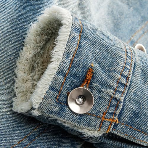 Mens Denim Jacket Plus Cotton Warm Fur Collar Sherpa Lined Denim Coat Vintage Fleece Cowboy Jean Jackets3