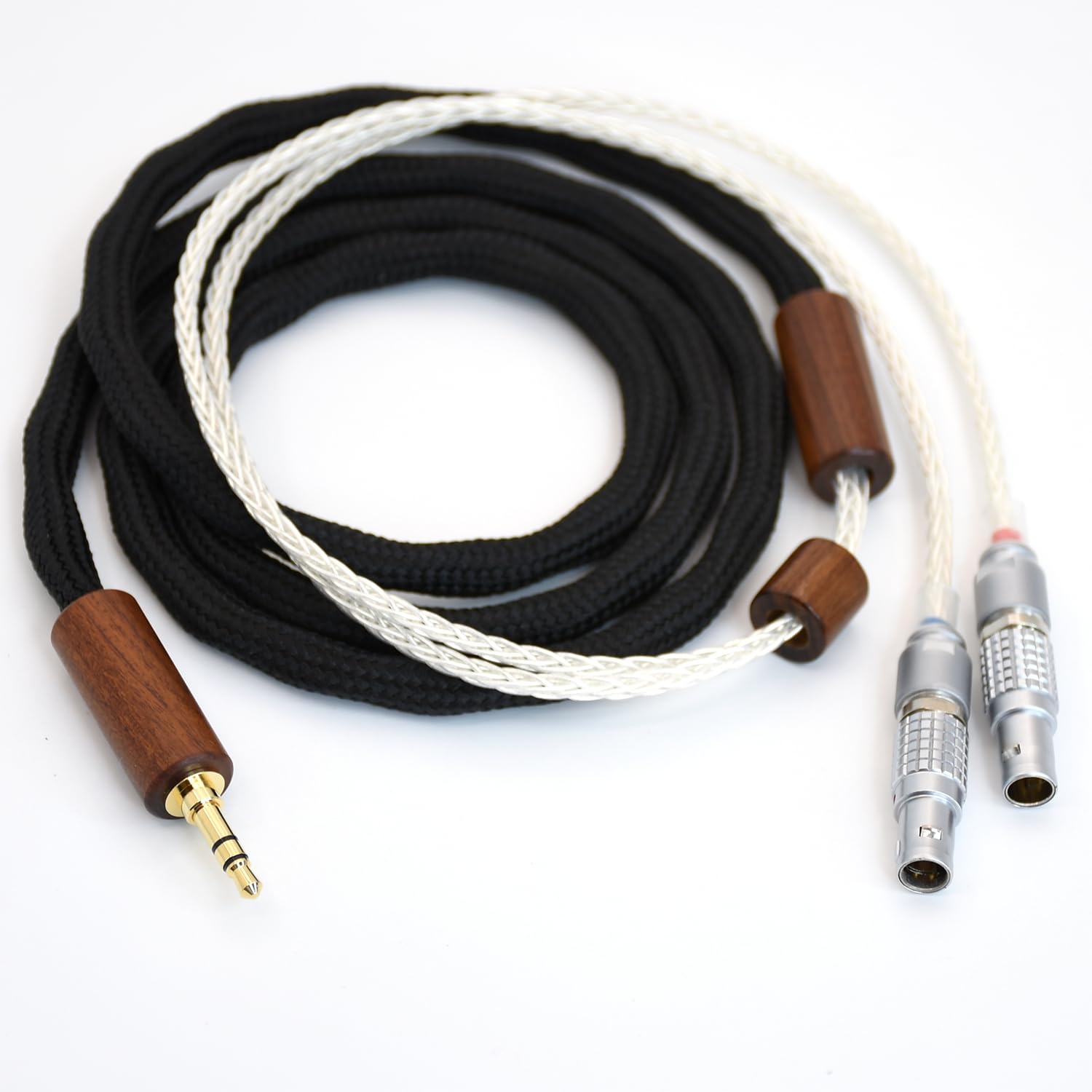 Black Braided Wood Shell Headphone Upgrade Cable for Focal Utopia Ultra (1/4 6.35MM, 1.2M)