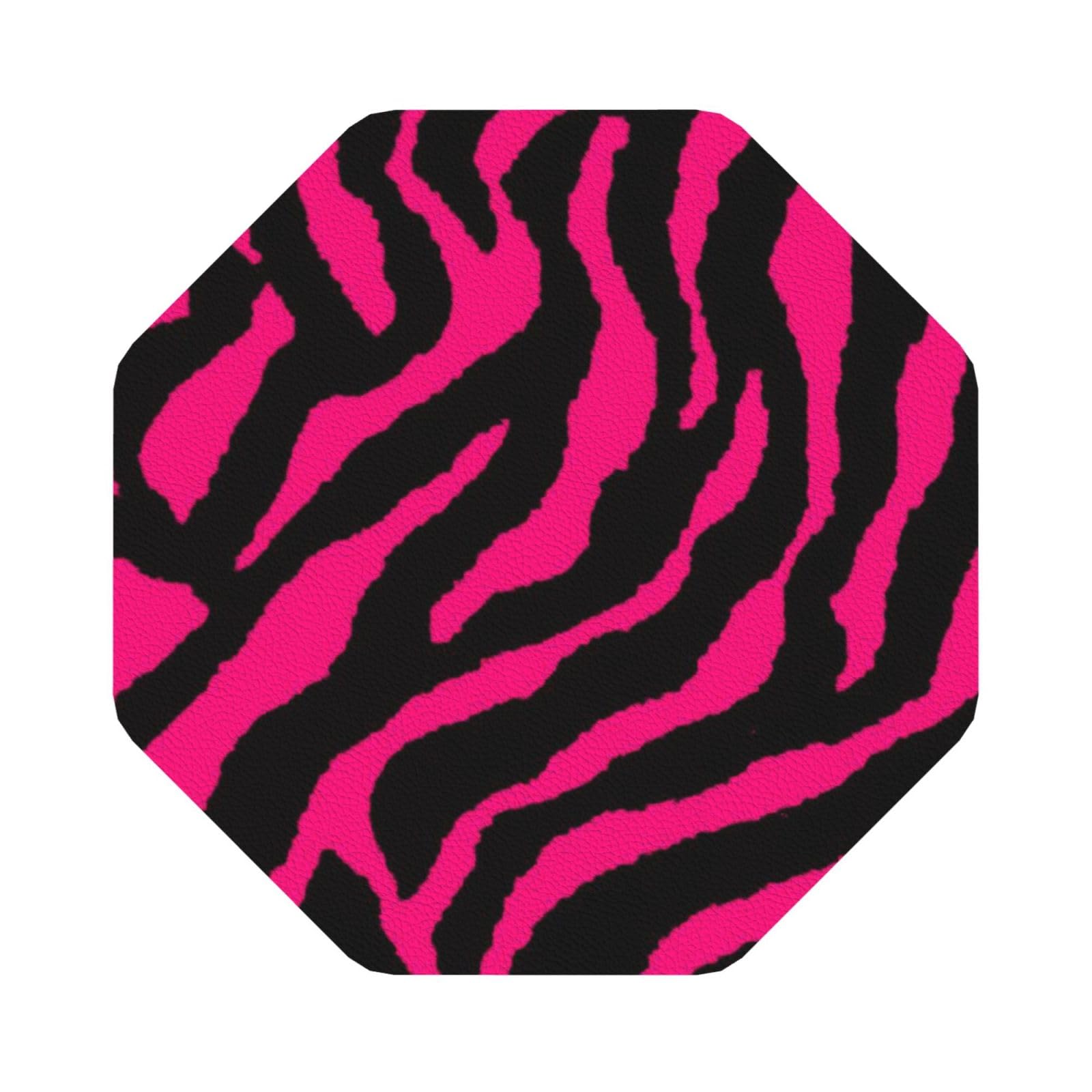 Zebra Tiger Leopard PU Leather Coasters Set of 6 Octagon Drink Coasters