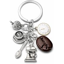 Coffee Keyring   Drink Keychain Bag Charms for Women with Coffee Beans, Pot, Cup and Spoon, Cute Key Rings Gifts for Barista, Friends and Coffee Lovers