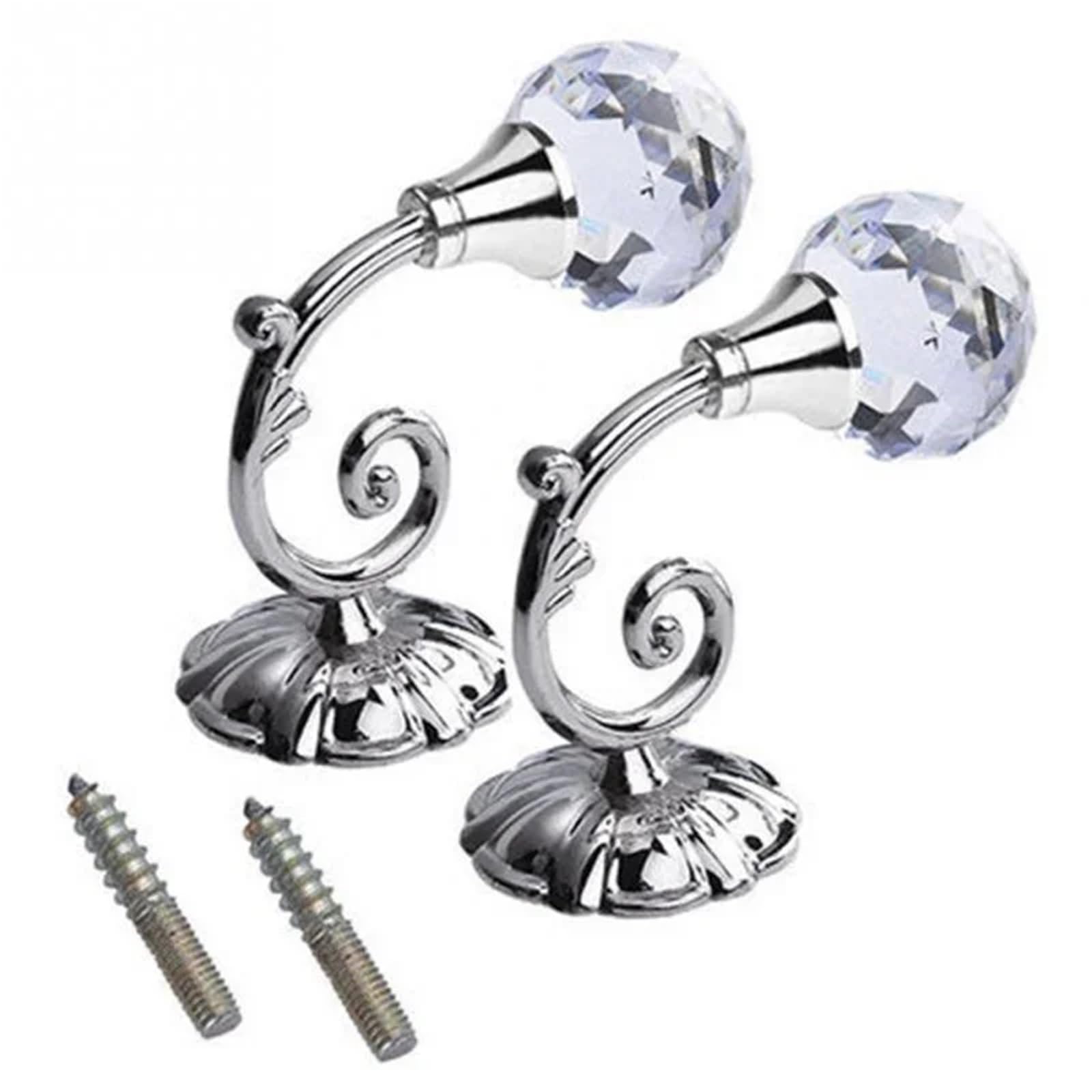 2pcs Metal Crystal Glass Curtain Holdback Wall Tie Back Hooks Hanger Holder Window Accessories(COLOR-3)