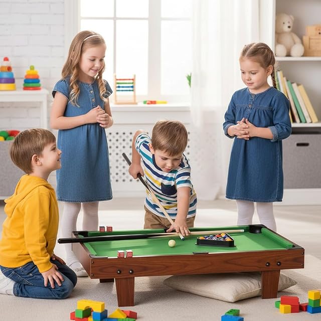 Foto 3 de 8 de Leomark Mesa de Billar, Accesorios Mesa de Billar de Madera para Sus Familiares y Sus Niños