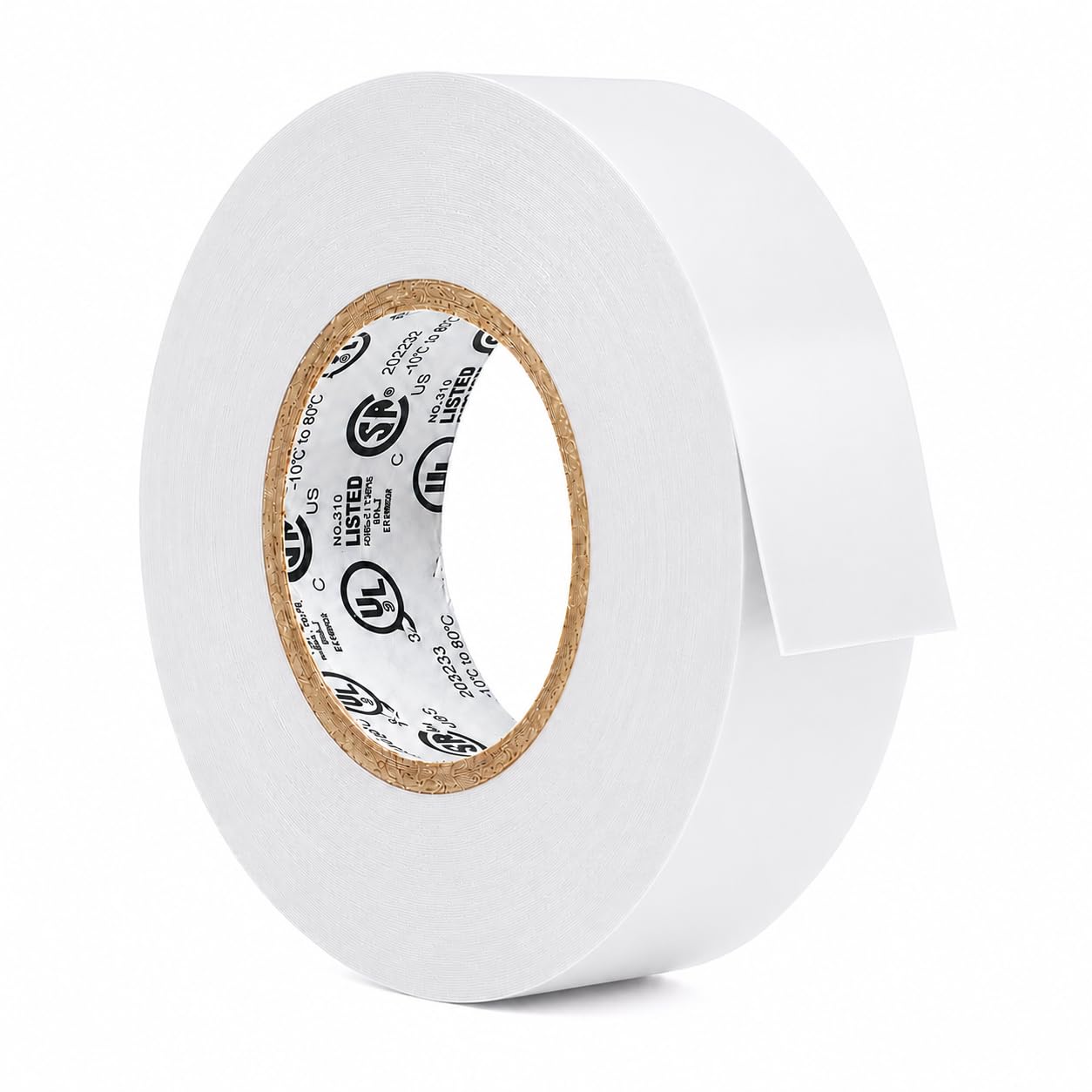 GGR Supplies EL-766AW White General Purpose Electrical Tape, 1 Inch x 66 Feet, 7 Mil PVC, UL/CSA Listed Core, 600V Flame-Retardant Insulation for Wire Splicing, Bundling &amp; Color Coding, Pack of 1