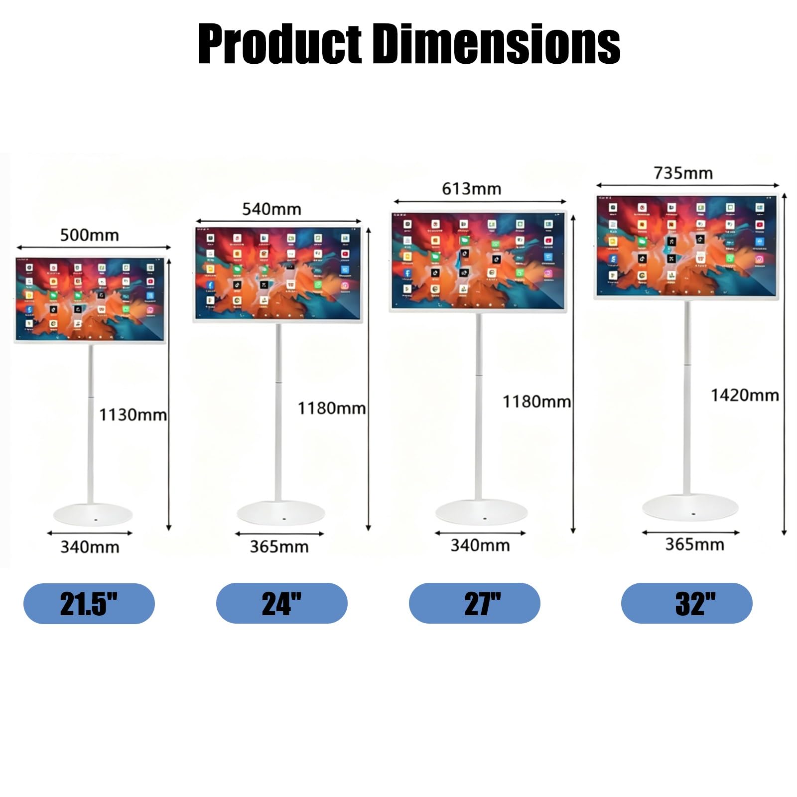 TV Portatile Smart Screen,Monitor Portatile 4K Touchscreen, Smart TV Android con Display Rotabile, Batteria Ricaricabile, Schermo FHD 1920x1080(32inches,8GB+128GB)