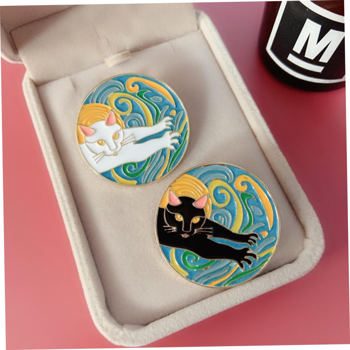 Broches exquisitos de aleación esmaltada con diseño de Gato de Dibujos Animados Vintage para Mujer.