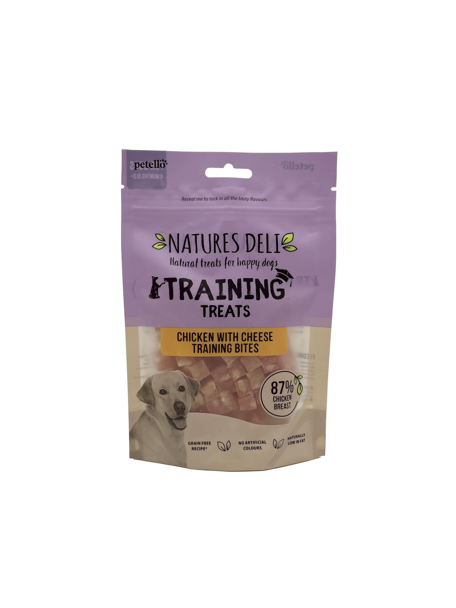 Natures Deli Chicken with Cheese Training Bites Dog Treats, Grain Free Low Fat Tasty Bite-size Treats for Dogs and Puppies, 100g