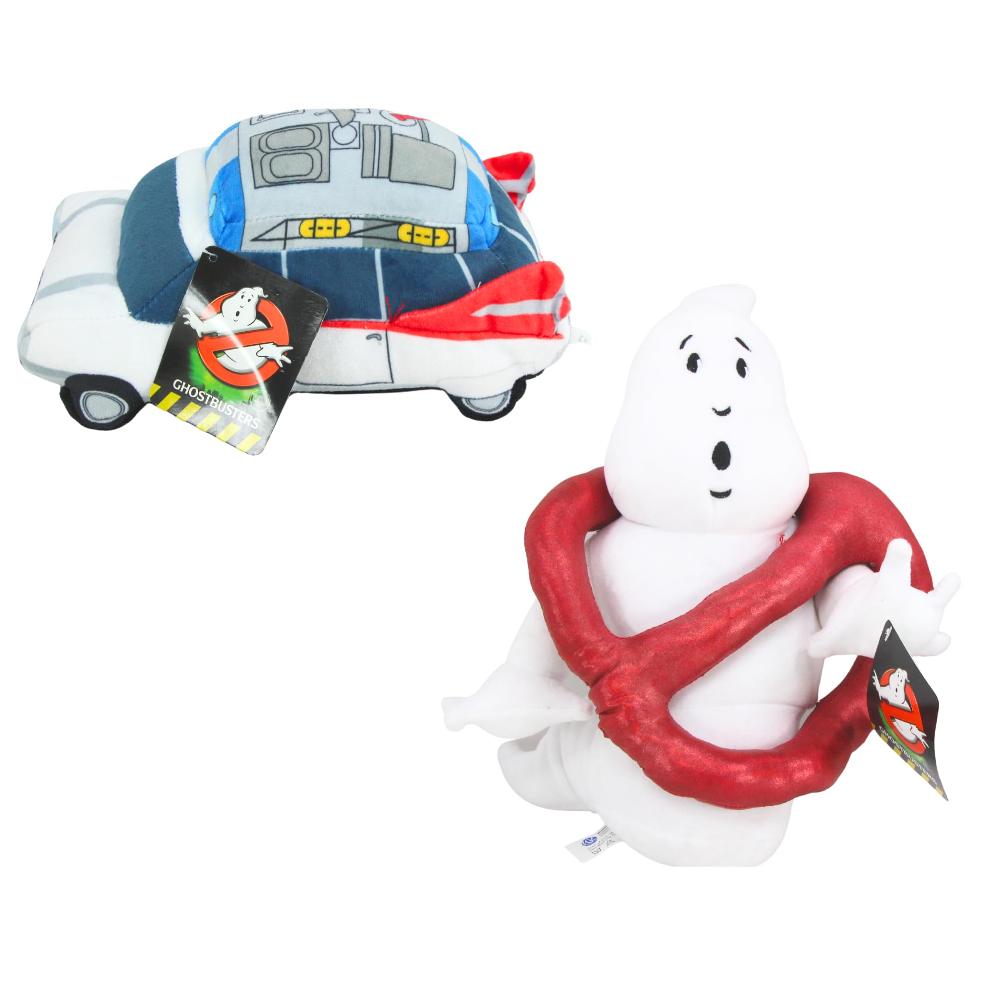 Hasbro Ghostbusters Large Super Soft Gift Quality Embroidered Plush - (9" 22cm Ecto 1 Car & No Ghost Logo Twin Pack)