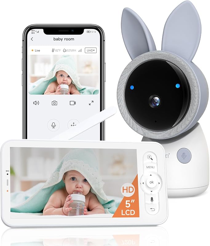 ARENTI 2026 Upgraded 4MP 5G WiFi Baby Monitor with App, Colorful Night Light, 2-Way Audio, Motion Detection & Auto Tracking, Alert Zone, Temp&Humidity Sensor, App Control