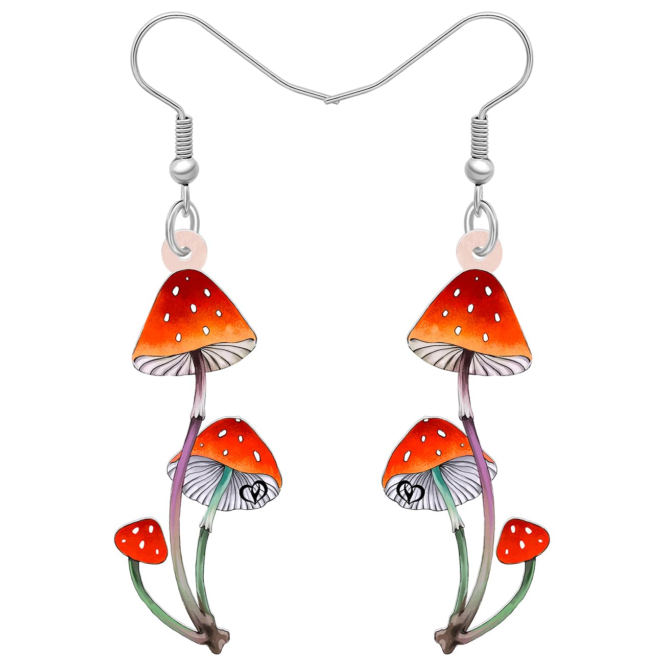 BONSNY Sweet Floral Acrylic Dangle Mushroom Earrings for Women Jewelry Gifts Novelty Funny Charms