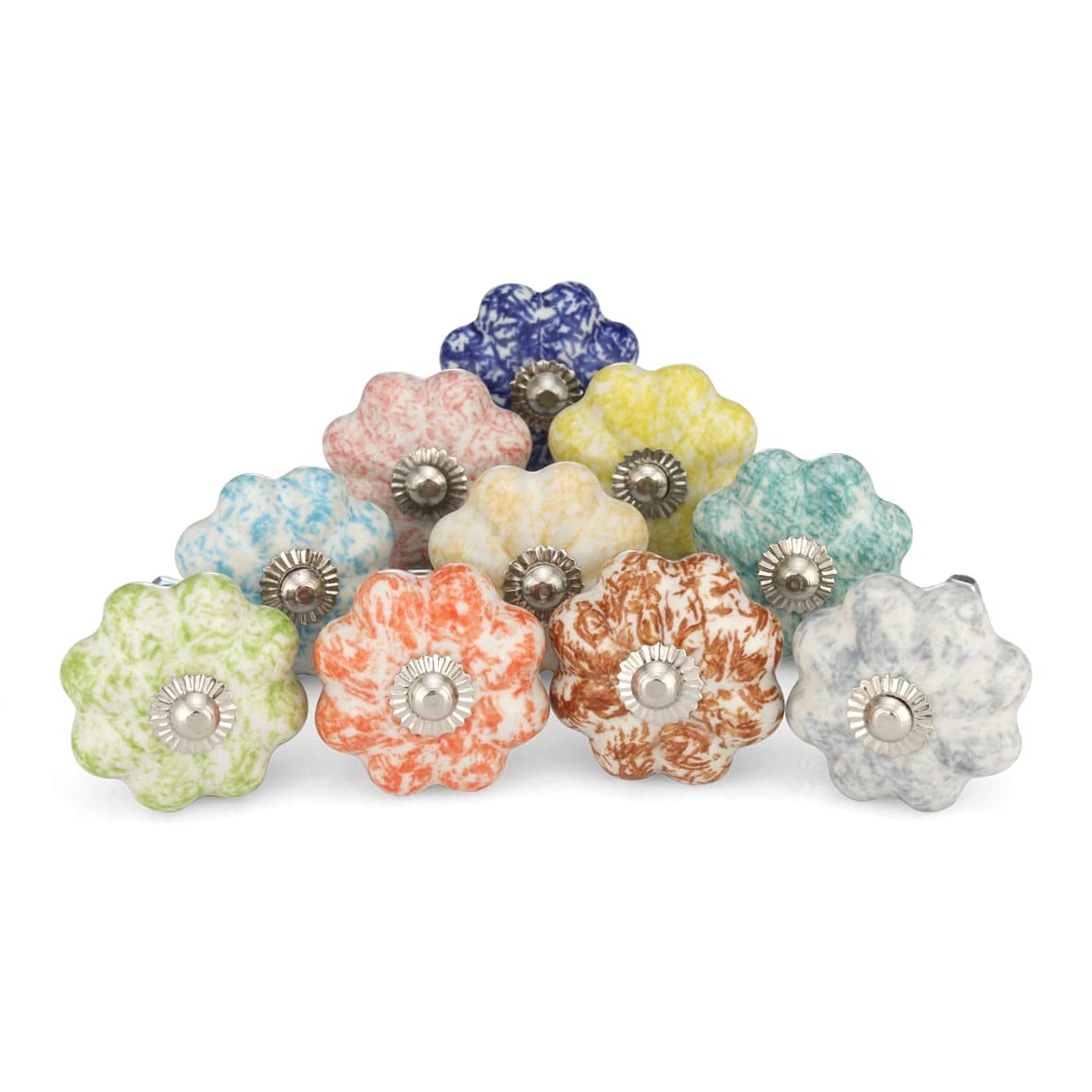 KPAVIR Handmade Set of 10 Ceramic Drawer Knobs for Home, Kitchen, Bathroom or Office | Comes with Bolts, Washer and Closing Dome Nuts (Multicolor) (B097ZLNSBF) Amazon Price History, Amazon Price Tracker