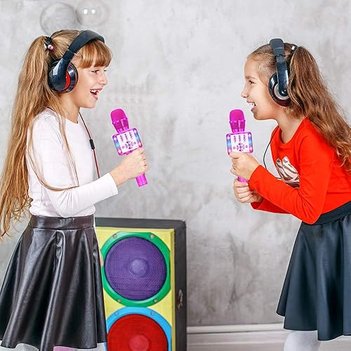 Miniatura 7 de Amazmic - Micrófono de karaoke para niños, Bluetooth, portátil, inalámbrico, de mano, con luces LED, para niños y adultos, para fiestas de
