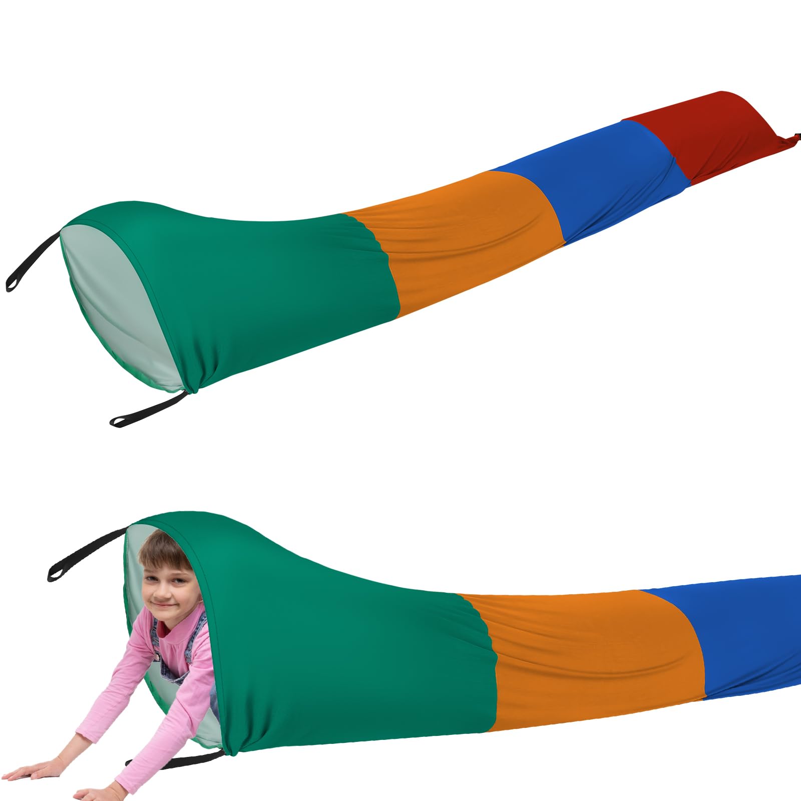 Shappy 12 ft Crawl Resistance Tunnel for Calm Sensory Tent Compression and Sensory Tunnel Outdoor Indoor Play Tunnel Toys for Girls Boys Birthday Game Gifts (Orange, Green, Blue, Red)