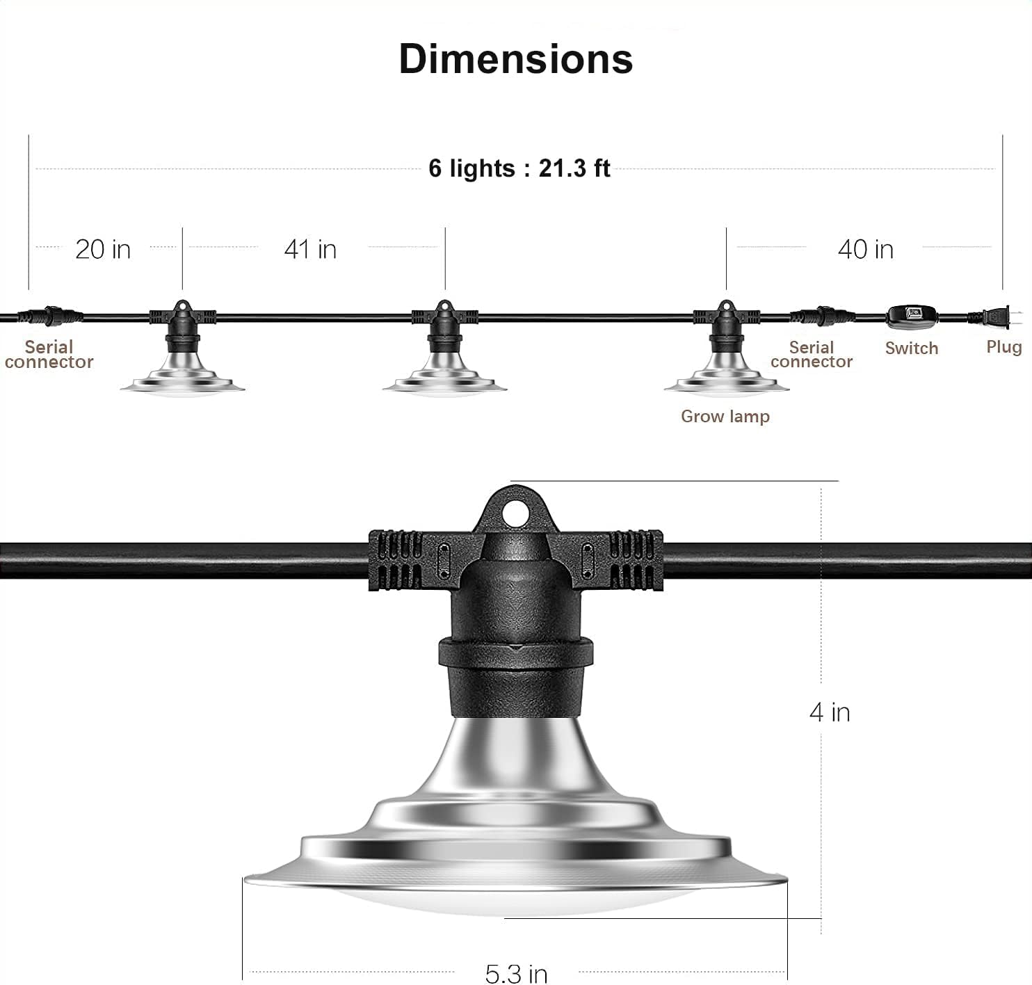 IMVSINCERE Outdoor Grow Light String 200W Greenhouse IP44 Waterproof String Grow Lighting, Full Spectrum LED Plant Grow Lights Lamp, Garden Grow Lights 42.65ft for Veg Seedling Flower (12-Bulbs)