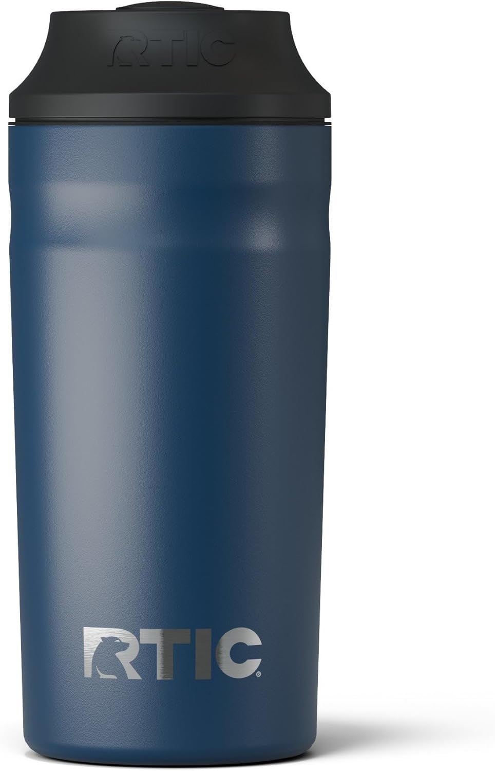 RTIC Can Chiller with Slider Lid, Black, Fits Various Sizes Including 12oz, 16oz, & Slim Cans, Double Wall Vacuum Insulated, Stainless Steel, Sweat Proof