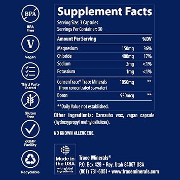 Trace Minerals ConcenTrace Trace Minerals Tablets - Daily Supplement for Overall Wellness - Natural Energy, Bone Strength, Healthy Connective Tissue & Immune System Support (90 Tablets)