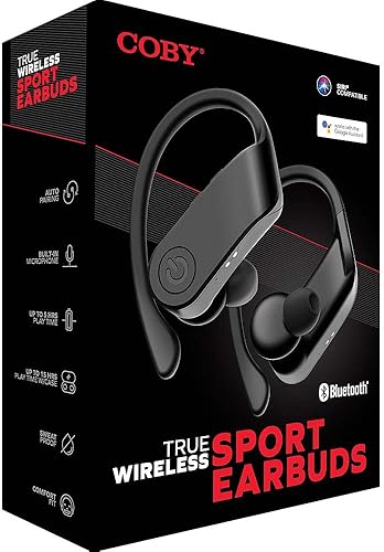 Miniatura 2 de COBY Auriculares deportivos inalámbricos de 15 horas, funda de carga, controles de reproducción, Siri y Google Assistant, emparejamiento automático