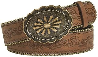 Western Belt Vintage Flower Oval Buckle Belts Cowgirl Belts for Women Jeans Dresses