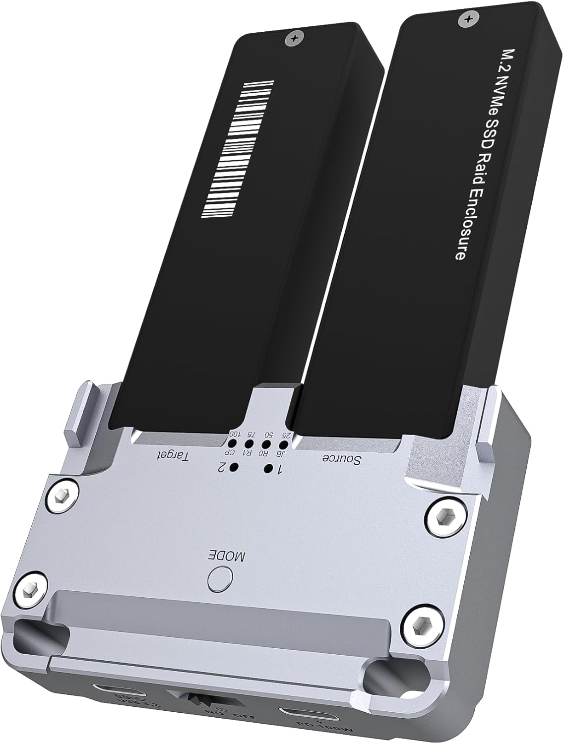 M.2 SSD Enclosure Offline Cloning M.2 Dual Disk Array NVME/SATA Enclosure 8T PD100W 10Gbps SSD Docking Station Reader