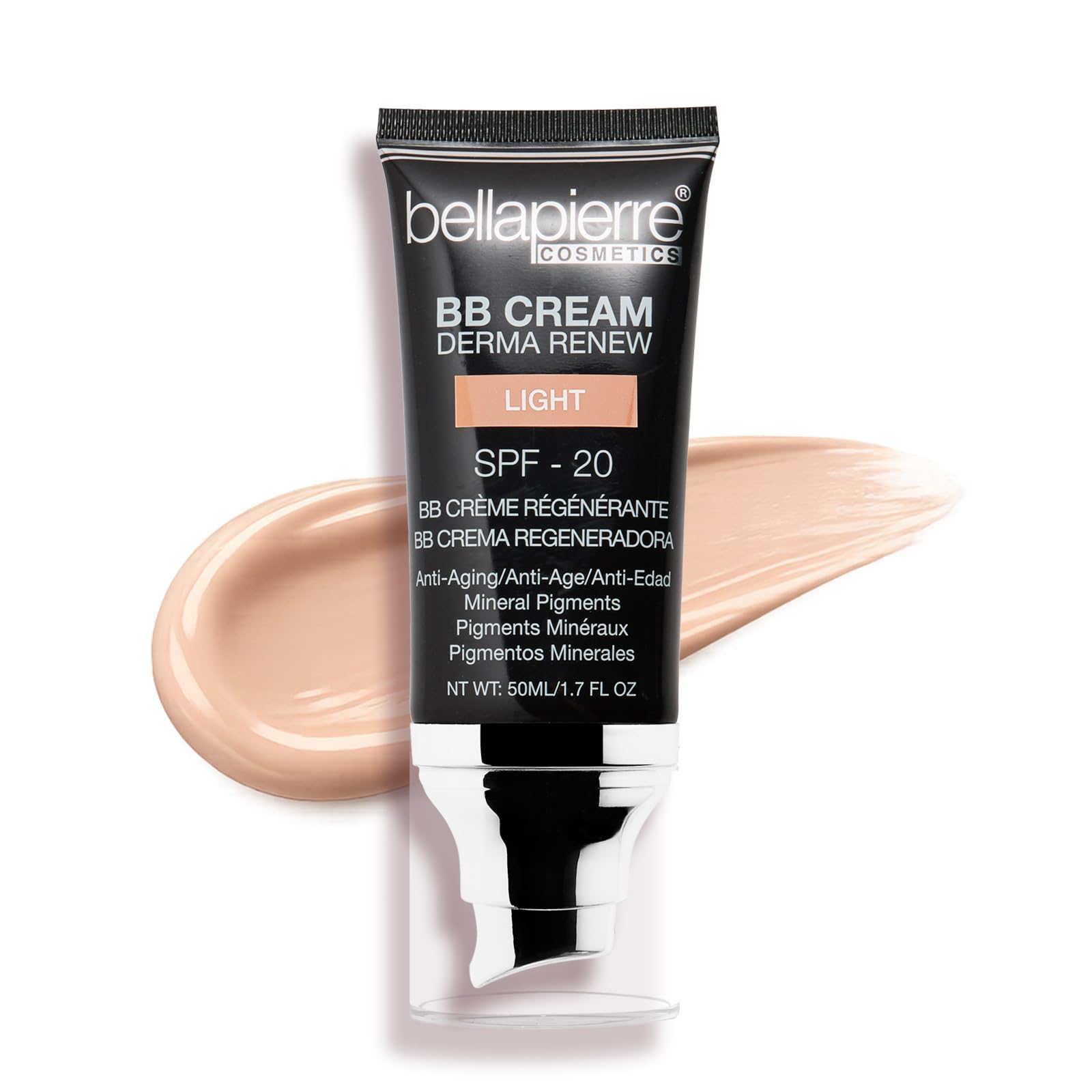 Bellapierre BB Cream con SPF 20, crema idratante colorata e fondotinta leggero, copertura da leggera a media, finitura opaca morbida, senza parabeni, cruelty-free, 50,3 ml - leggera