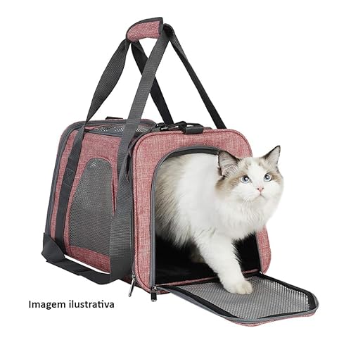 Bolsa de Transporte para Cães e Gatos 45 cm Suporta até 7KG (Rosa) para Cães Pequeno Porte