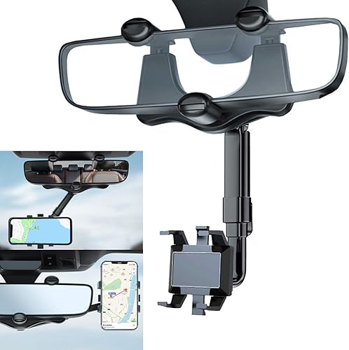 Kairiyard Soporte de teléfono para automóvil, giratorio y retráctil de 360 para automóvil, soporte de teléfono universal multifuncional para todos