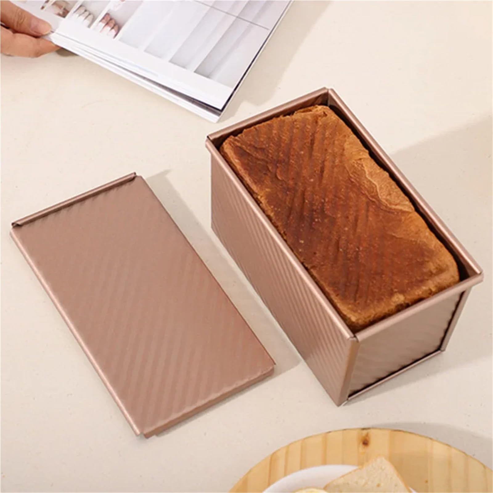 1 molde para tostadas, molde antiadherente para hornear pan, caja de tostadas con tapa, caja de tostadas antiadherente, herramientas para hornear el hogar (rosa L)