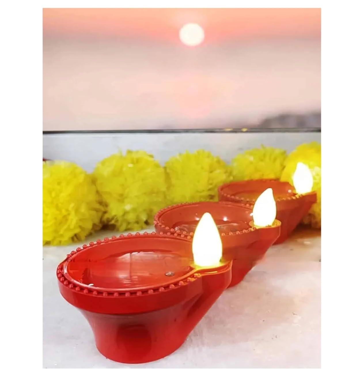 NAVKARVENTURES Water Sensor LED Light Diyas/Deepak (Pack of 12) / Flameless & Smokeless Warm Ambient Tea Light Candles for Diwali, New Year Home/Mandir Decoration (Brown)-image-25