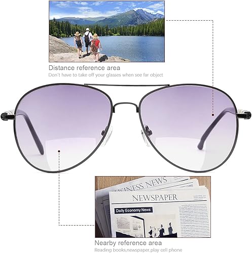 Miniatura 4 de YIMI Paquete de 2 lentes de lectura bifocales invisibles, lentes de sol con bisagra de resorte, protección UV, lectores solares anti luz azul