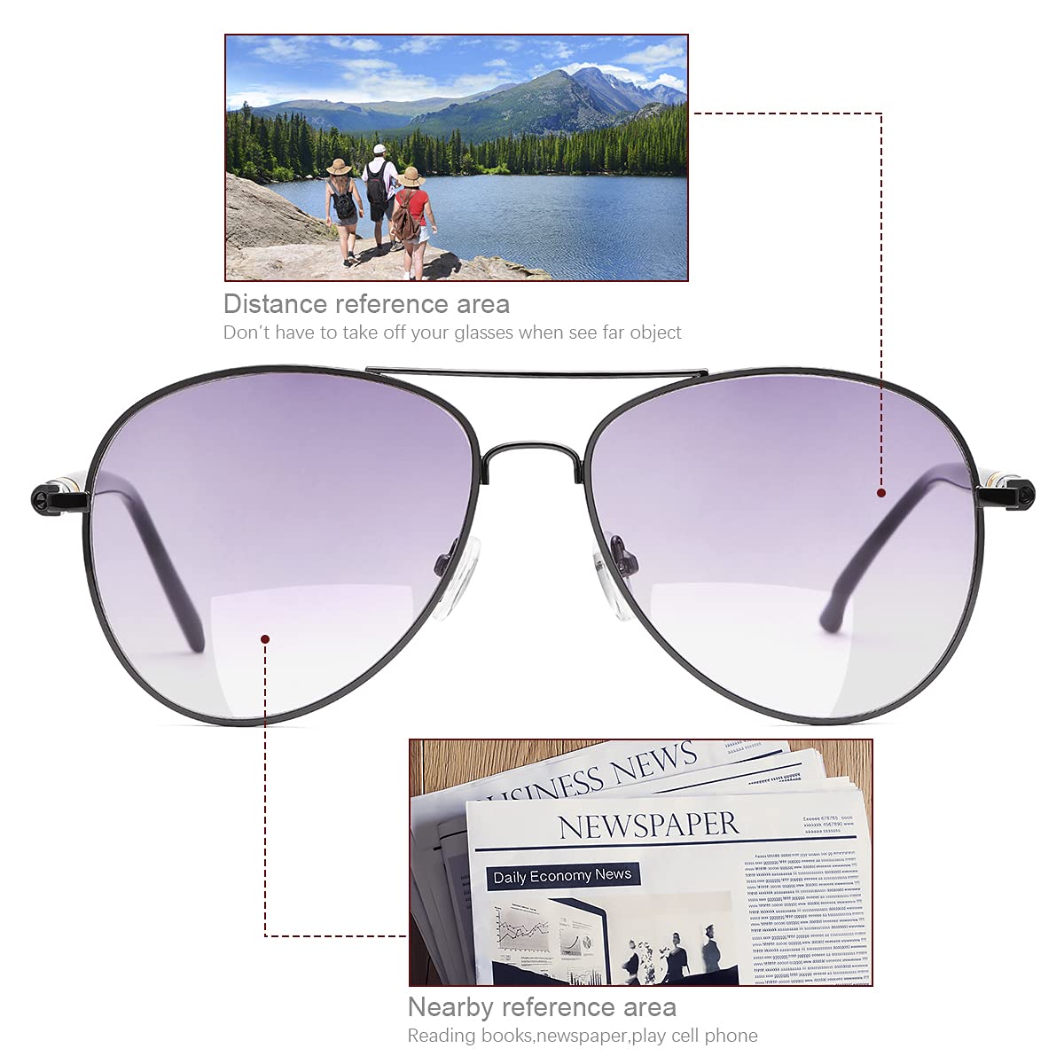 MIRYEA 2 works Bifocal Vintage Invisible Reading Sunglasses UV400 Protection Spring Hinge Sun Readers Anti Blue Light Glasses for Men Women Sports Driving Safety Eyeglasses Tinted Shades Eyewear 2.5 - Image 4