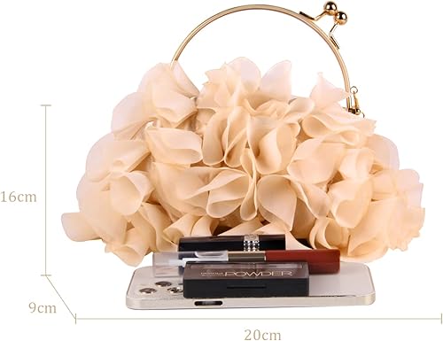 Miniatura 3 de Lanpet Bolsos de mano florales para mujer, bolso de noche de flores de satén, bolsos de fiesta de graduación