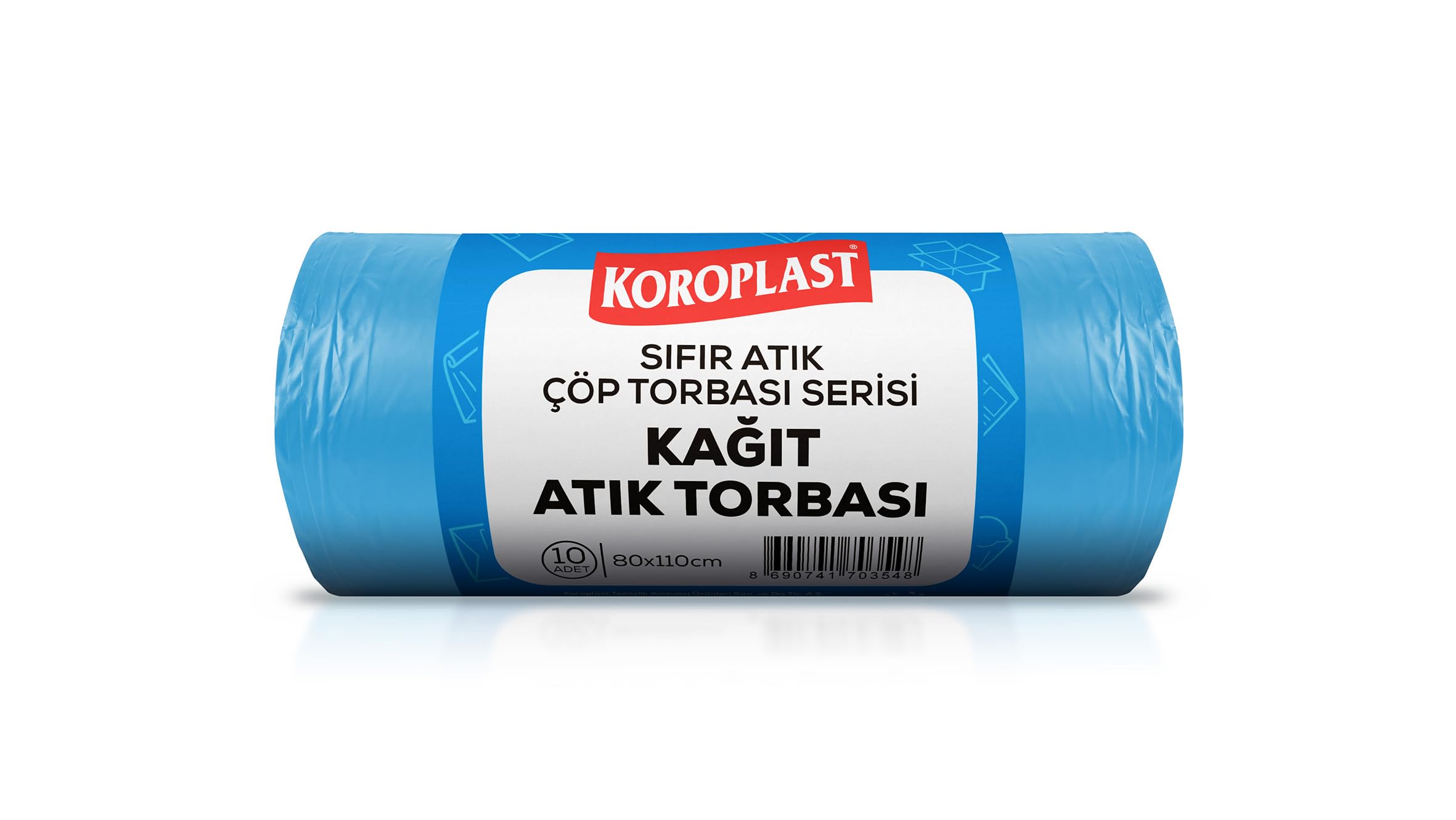 Koroplast Kağıt Atıklar Çöp Torbası 10'lu 80×110 cm, Yırtılmaz, Geniş Kapasite, Çift Katlı, Geri Dönüştürülebilir Kağıt Atıklar Çöp Poşeti, Kırtasiye, Matbaa, Ofis, Ev, Okul, Fabrika, Şantiye, Otel