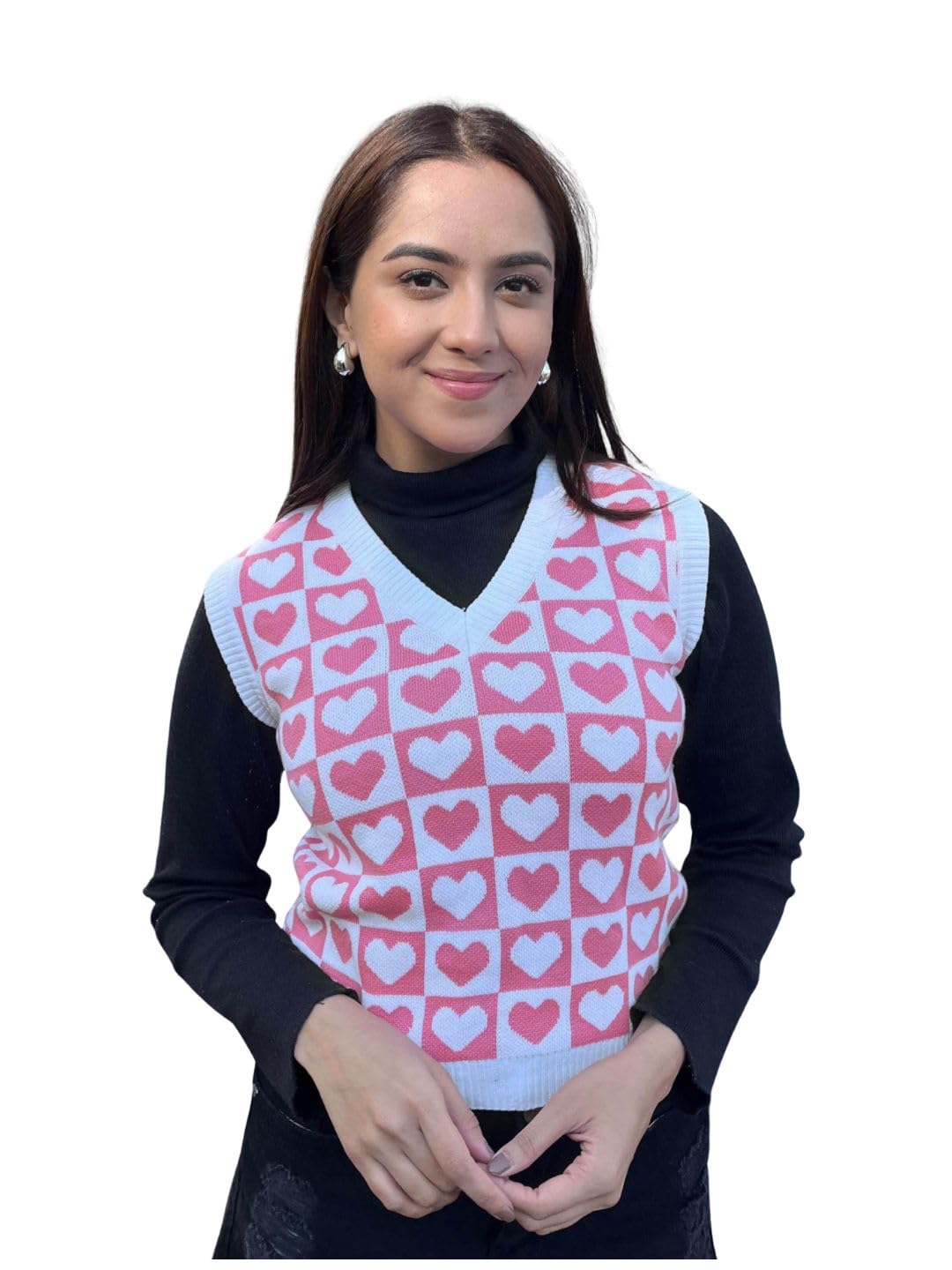 tandul Women's Woven Pink Sweater- Wool Blend Style Sleeveless for Office, Casual, Festive & Party (12011)-picture-26