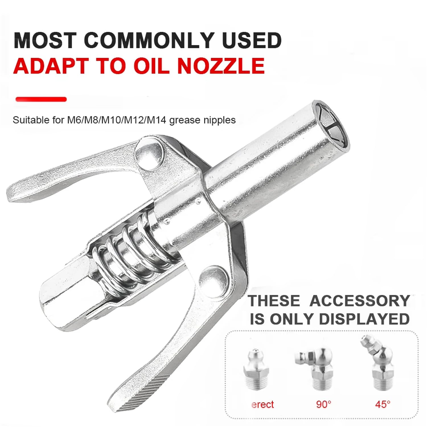 Greluma 2 Piezas Acopladores de pistola de engrase con doble manija, puntas de boquilla de engrase con bloqueo, compatibles con conexiones NPT de 1/8"