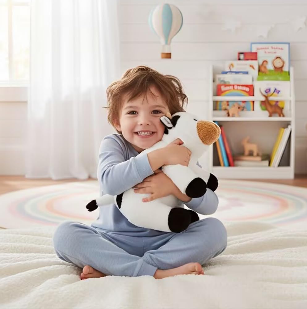 Ecolley Weighted Stuffed Animals for Adults Kids Girls Cow Plush Pillowfort Cuddle Toys Giant Plushies Stuffed Cow Christmas Birthday Gift (20" 3.5 lbs)