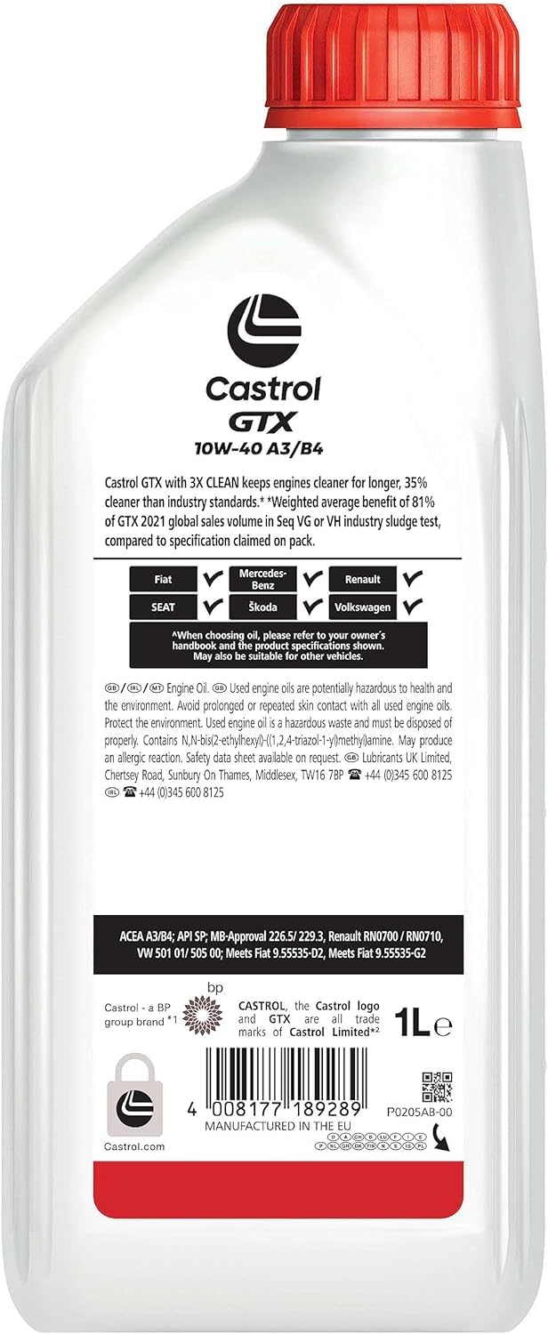 LUBRIALPHA - Olio Motore 10W40 | GTX Ultraclean A3/B4 | Previene Morchie | Protezione Avanzata | Benzina & Diesel | 6x1L | Protezione Avanzata | Benzina & Diesel | 6x1L