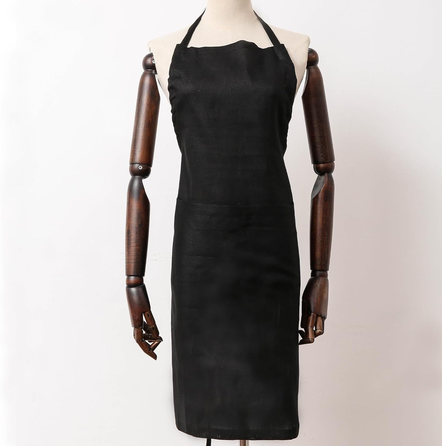 100% Linen Apron Dress with 1 Pockets For Women Men Adjustable Strap Apron Waitress Server Cooking Kitchen
