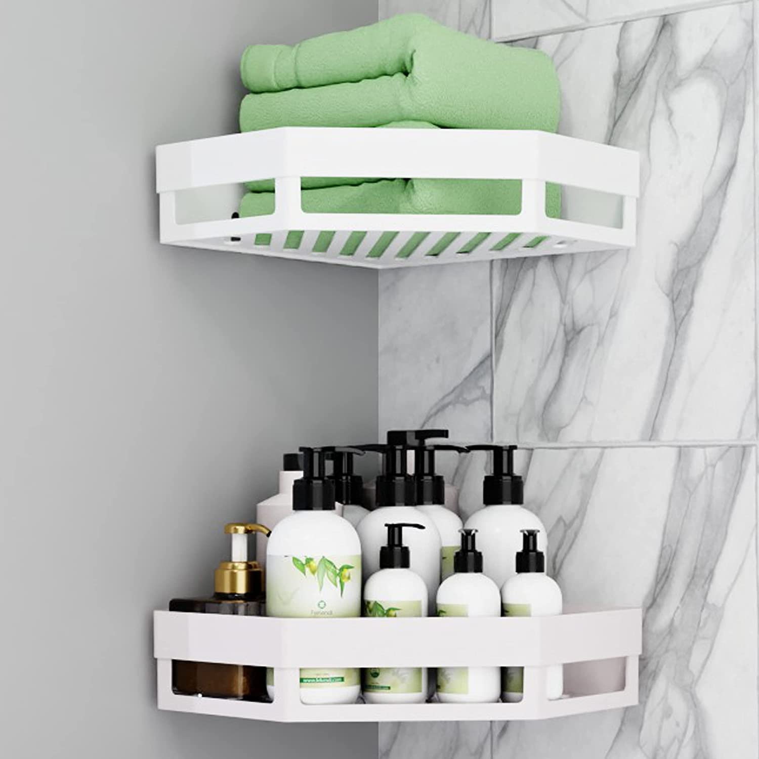 HOUSE OF VIPA Plastic Multipurpose Kitchen Bathroom Shelf Wall Holder Storage Rack Organizer Strong Adhesive Sticker (Corner Shelf 2) (B0BWW4JGKP) Amazon Price History, Amazon Price Tracker