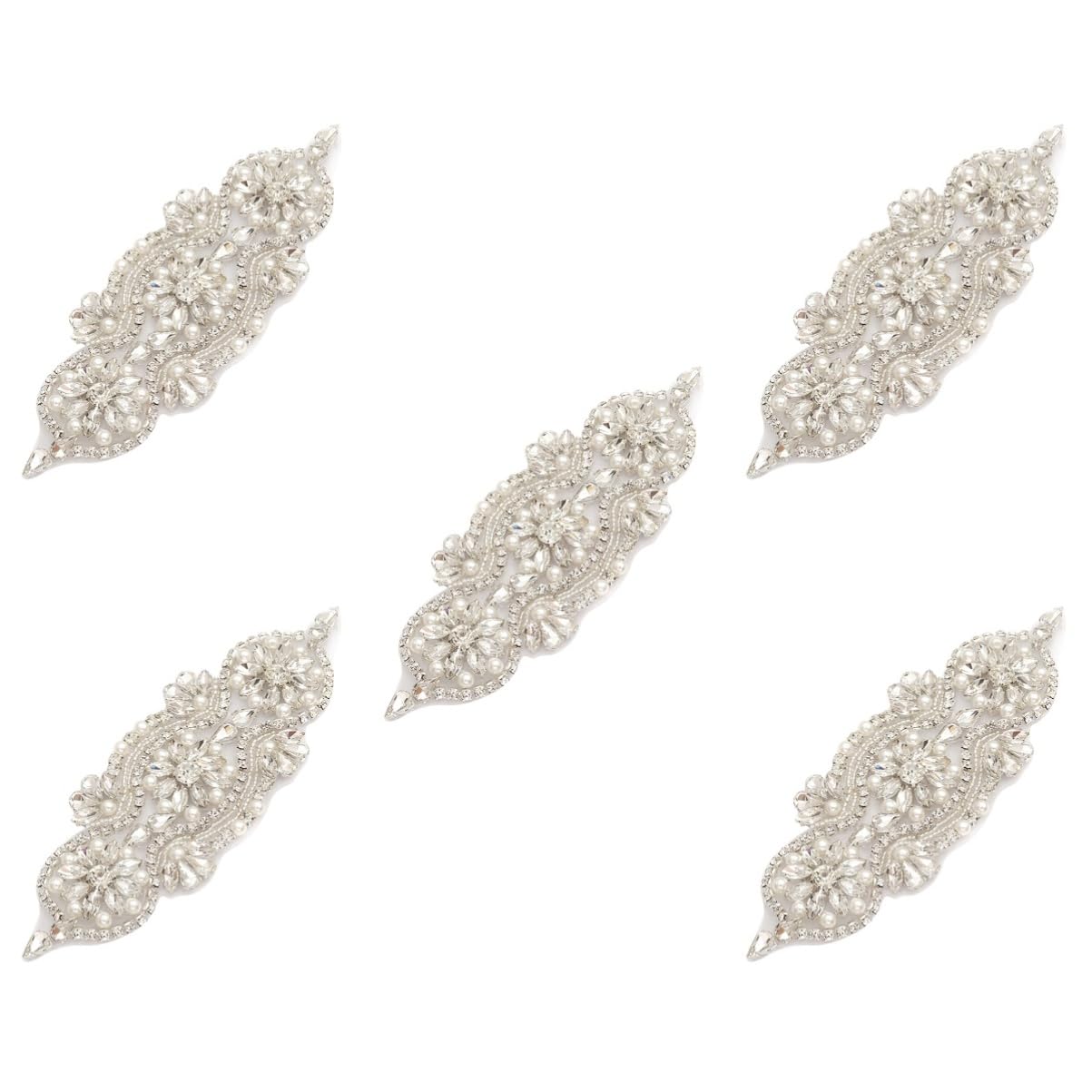 NUOBESTY 5pezzi Rhinestone Applique Per Cinture e Abbigliamento Decorazione Elegante Per Matrimonio e Feste Toppe Termoadesive Strass Per Progetti Fai Da Te