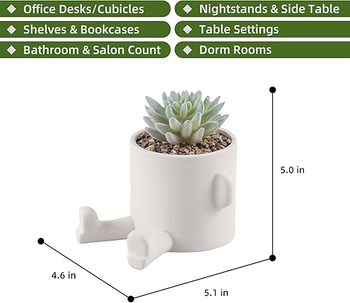 Miniatura 3 de Suculentas falsas, bonitas plantas suculentas artificiales, 2 piezas de decoración de escritorio de oficina con macetas en forma humana para