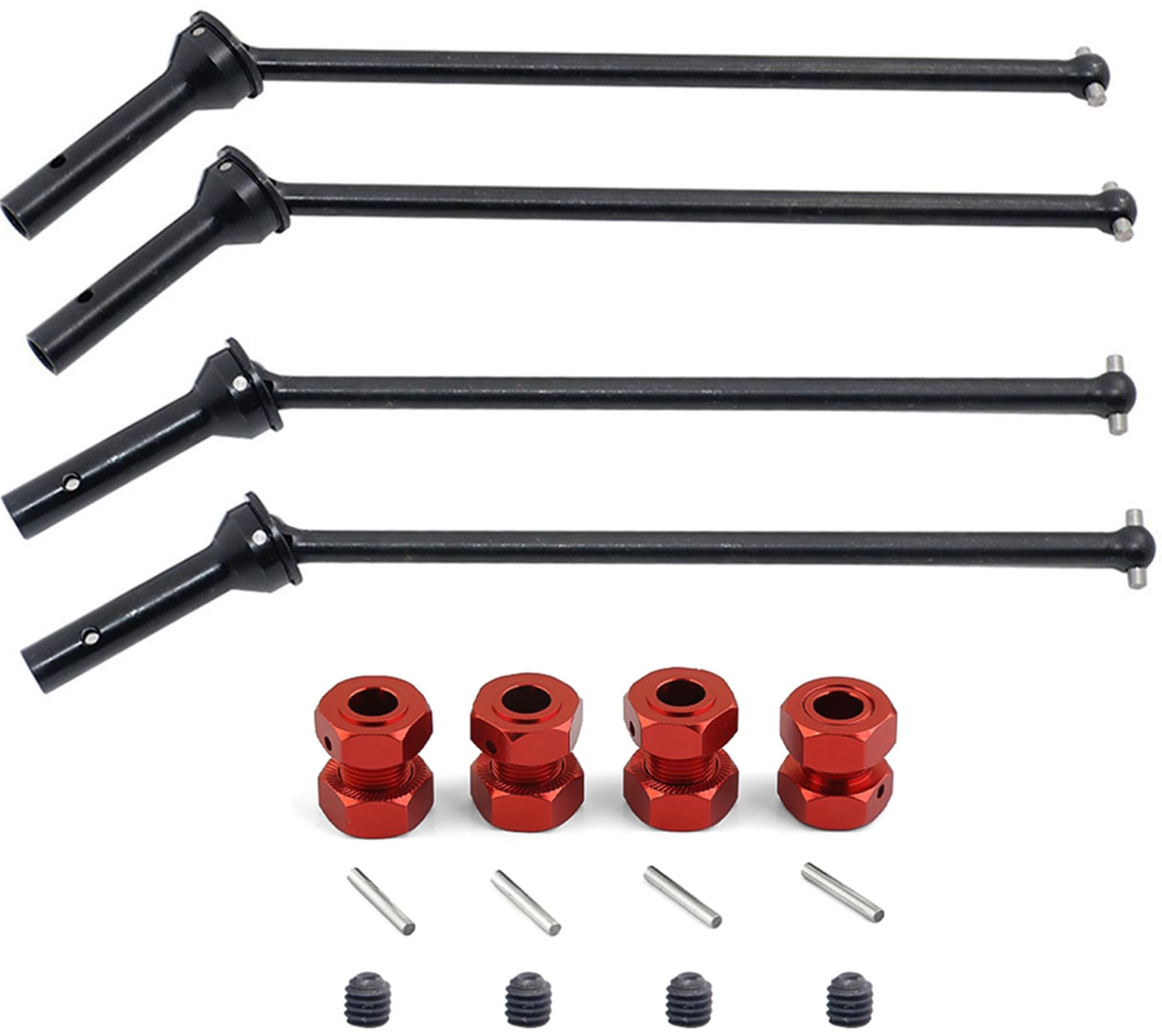 Steel Front Rear Drive Shaft CVD Axles Upgrades Part for Arrma 1/8 Kraton 6S BLX,Outcast 6S BLX,Notorious 6S BLX?RC Driveshafts CVD w/17mm Wheel Hex Hub 4 pcs/Set(Red)