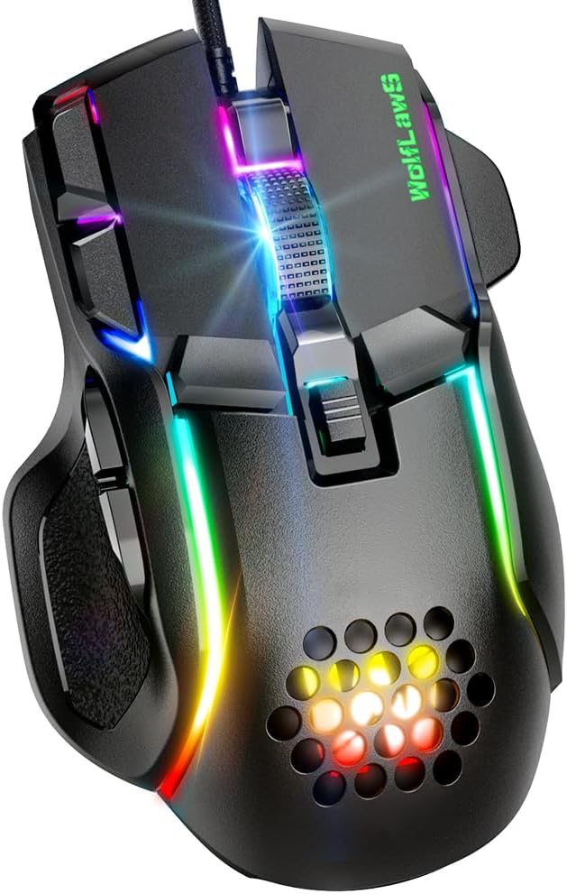 WolfLawS Wired Gaming Mouse with RGB Backlit Modes